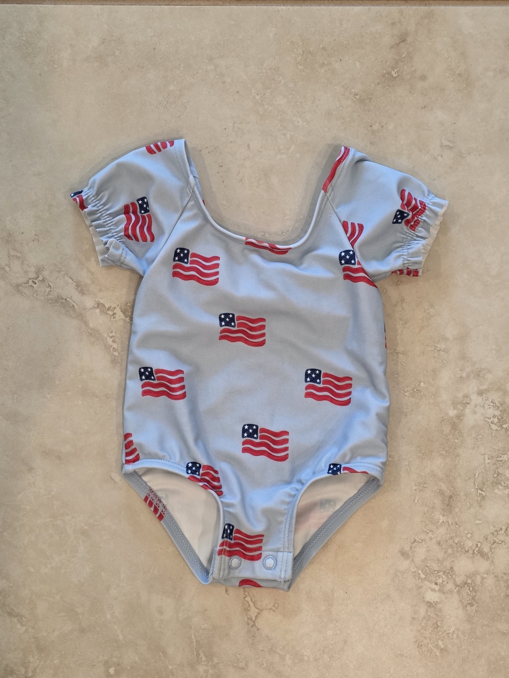 Carter's Light Blue Baby One-Piece Swimsuit with USA Flag Accents
